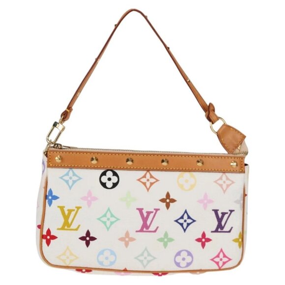 LOUIS VUITTON Multicolor Pochette Accessoires Pouch White M92649 LV Auth 129011V - Picture 14 of 16